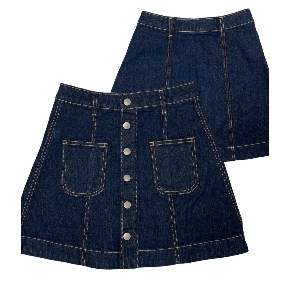 NWOT Sundry High Rise Denim Jean Button Up Skirt Size 27